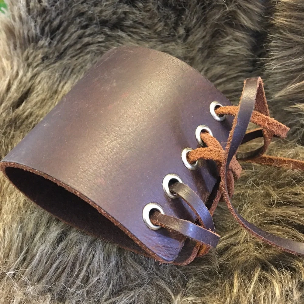 Vintage Napoli brown leather wide cuff bracelet